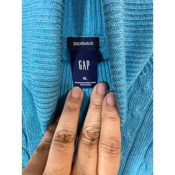 The Gap Stretch Turtle Neck Long Sleeve Knit Sweater Aqua Blue XL NEW - Picture 3 of 7